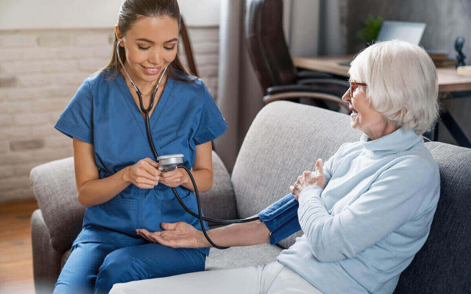 Caregiver reviewing a care plan with a client