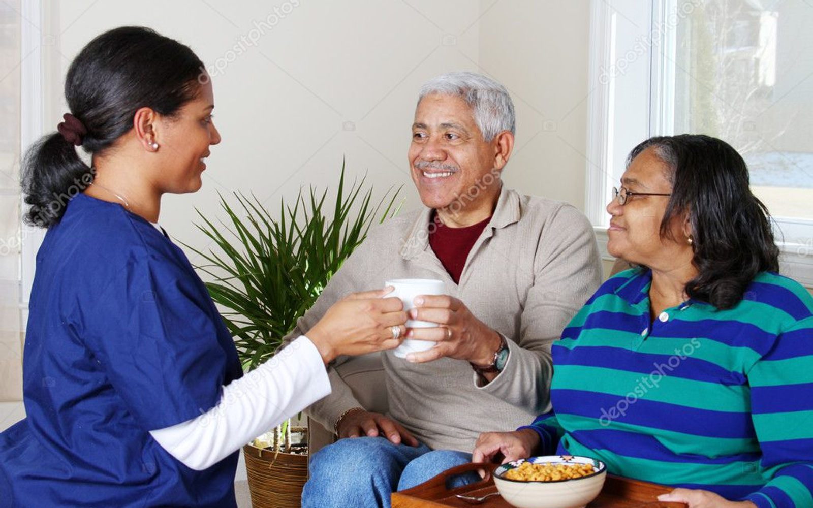 Caregiver with a senior client at home