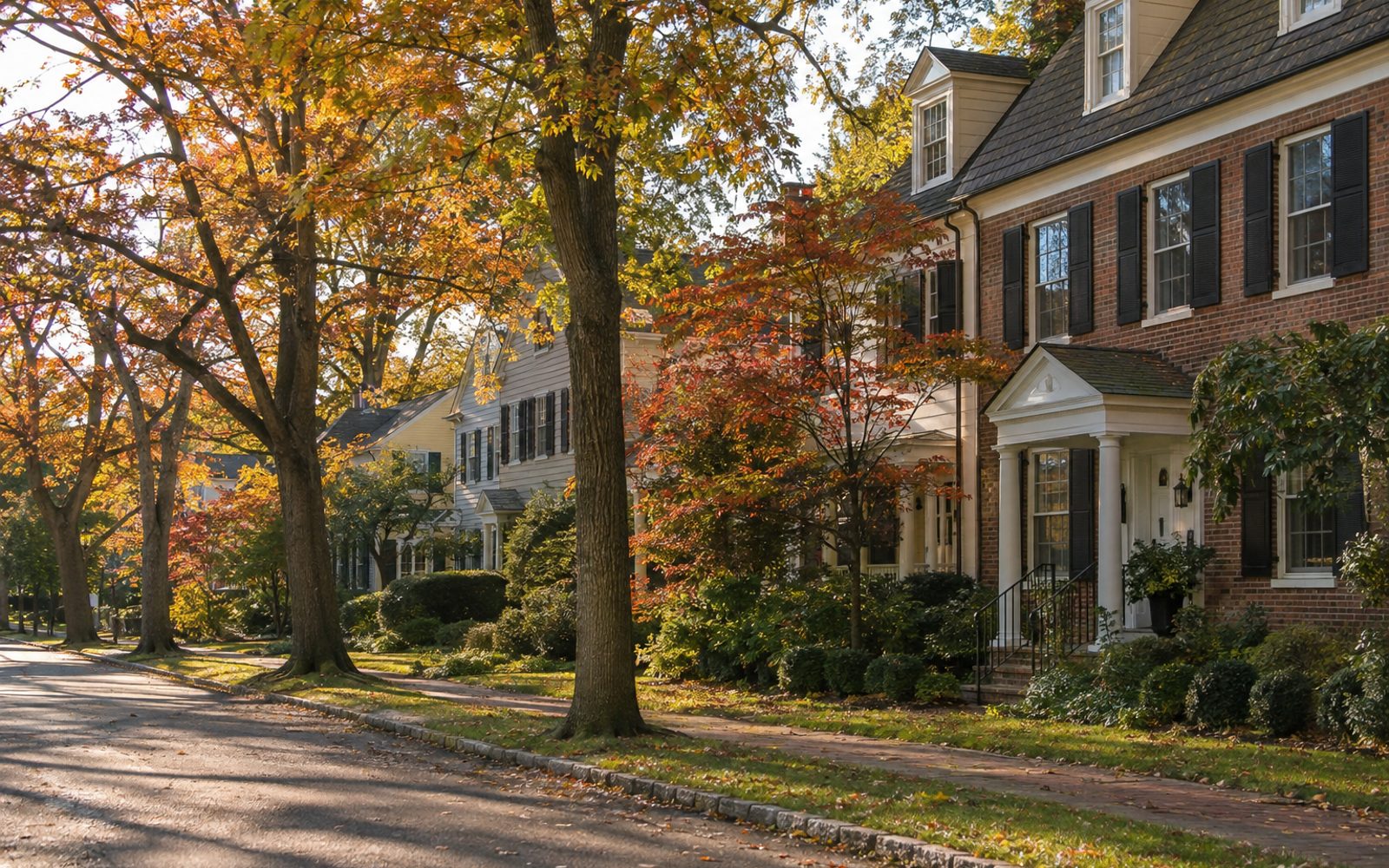Tree-lined street in South Jersey